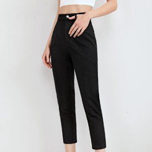 High Waist Solid Cropped Pants